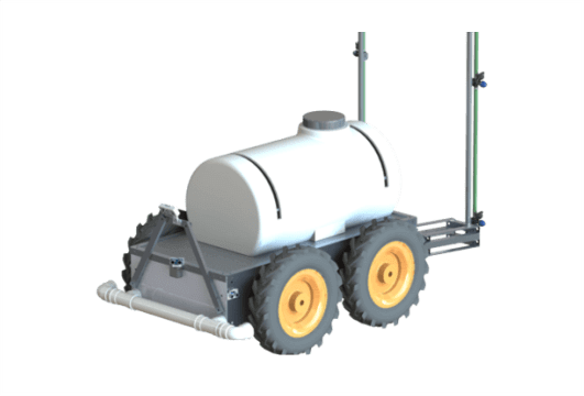 Esquema 3d do AGR125 configurado como plataforma de pulverização autônoma.